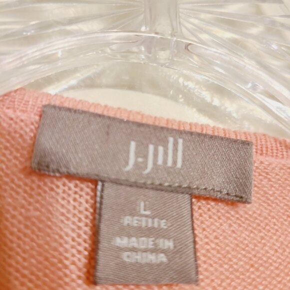 J. Jill | Salmon Pink Cascading Open Cardigan Sweater (Size Large Petite) - Picture 2 of 13